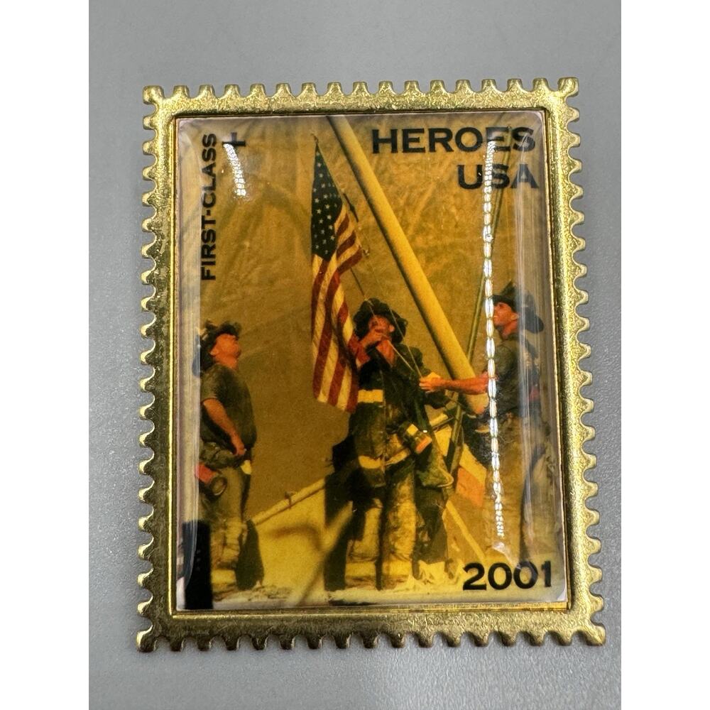 Vintage USPS USA Heroes 911 Twin Towers Postage Stamp Lapel Pin